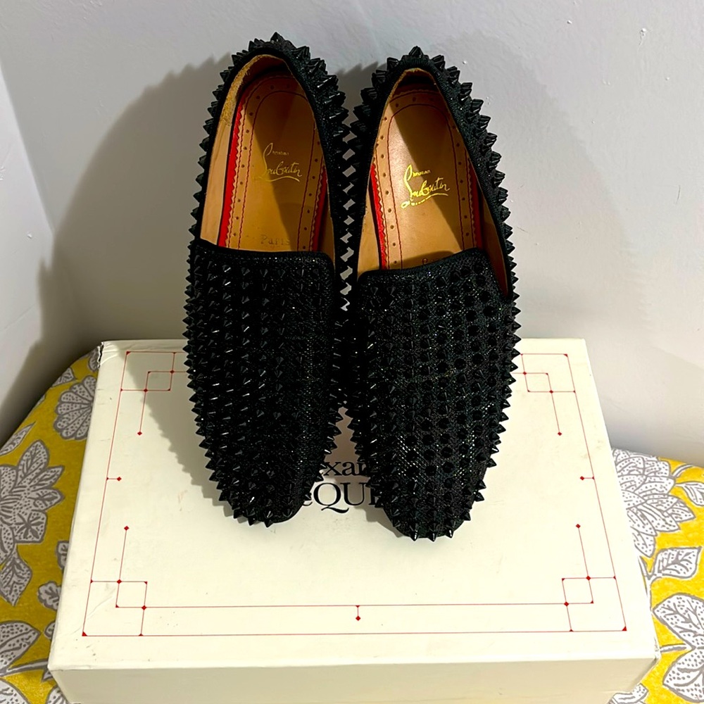 Christian Louboutin Black Spiked Loafers